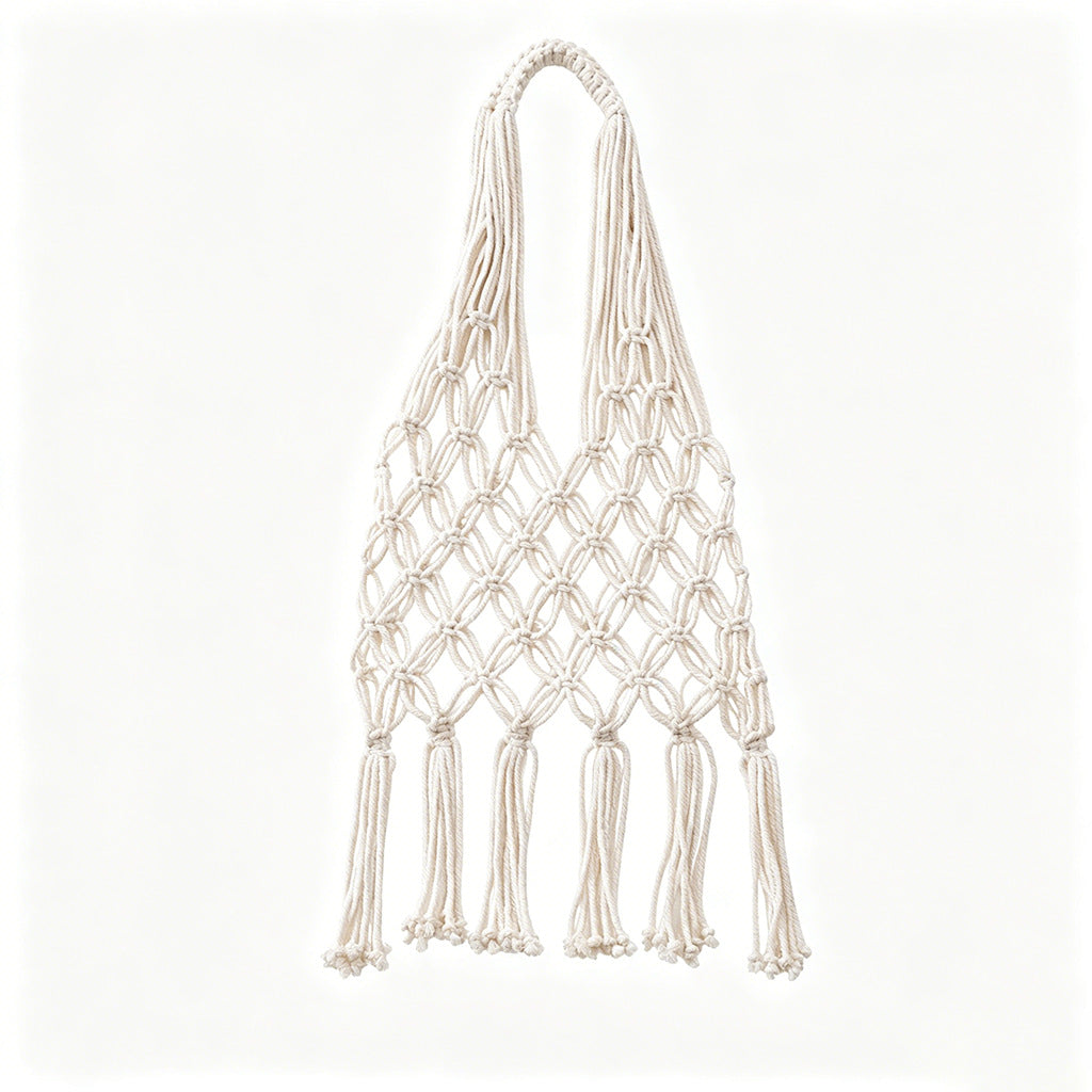 Macrame Tote Bag with Knotted Design