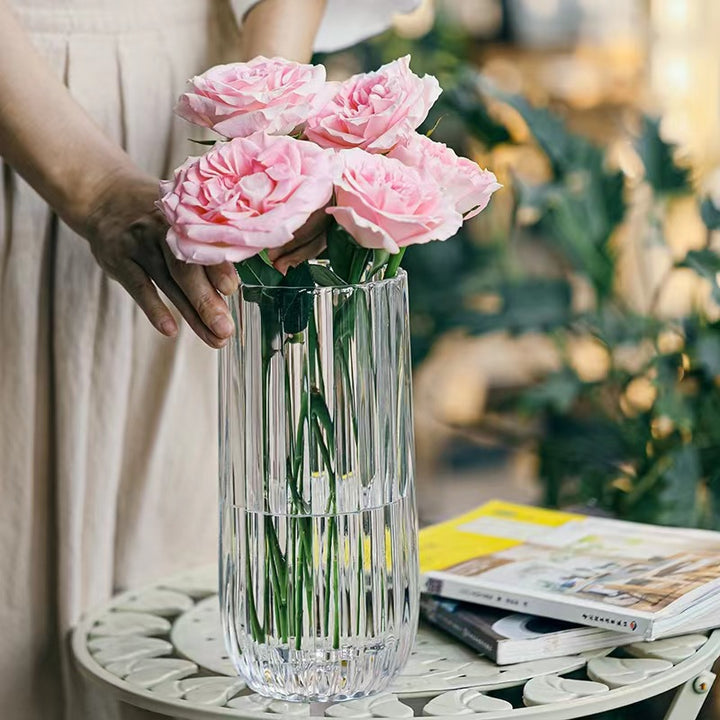 Elegant Ripple Glass Flower Vase