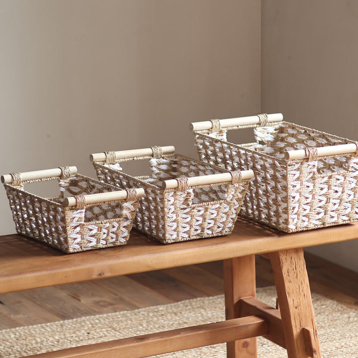 Handcrafted laundry basket made of natural material