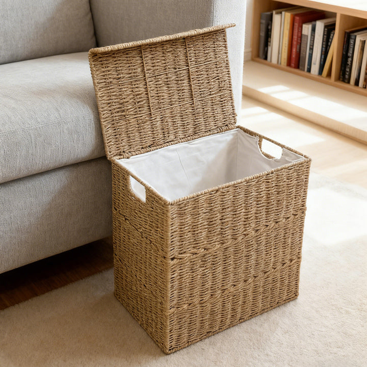 High-quality laundry basket with lid and handles