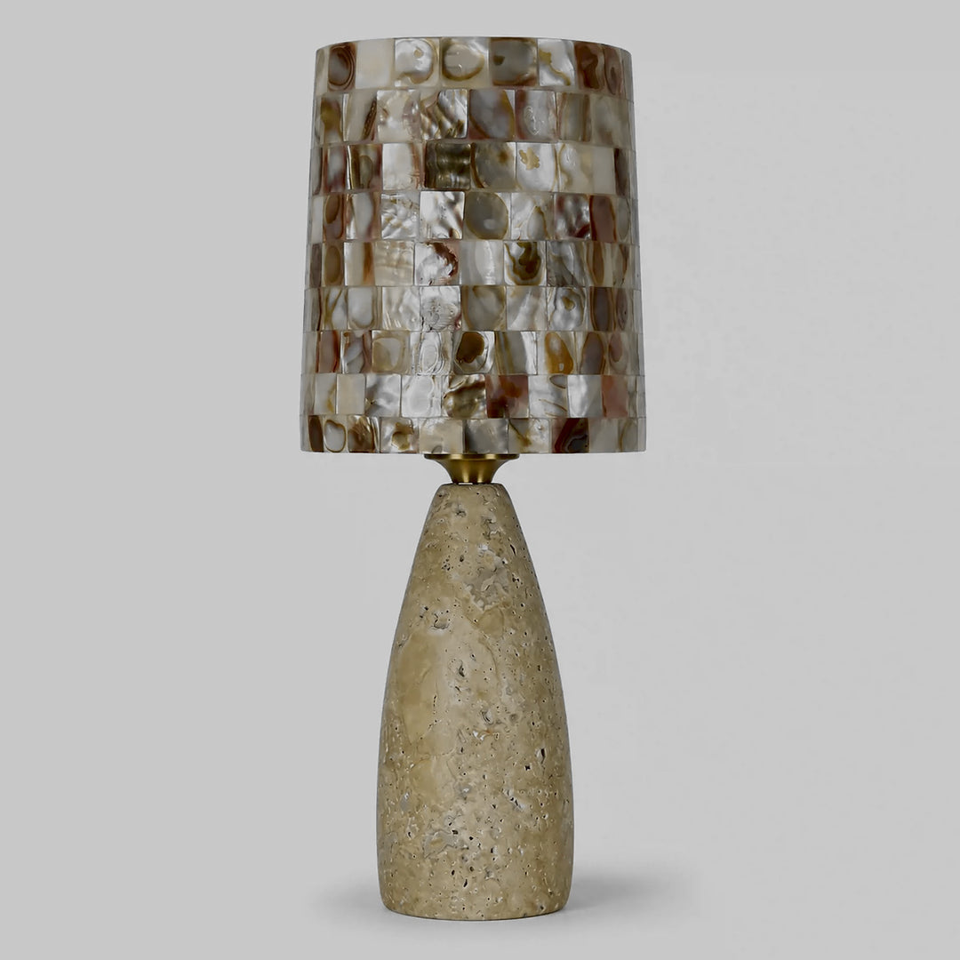 Decorative stone and shell table lamp