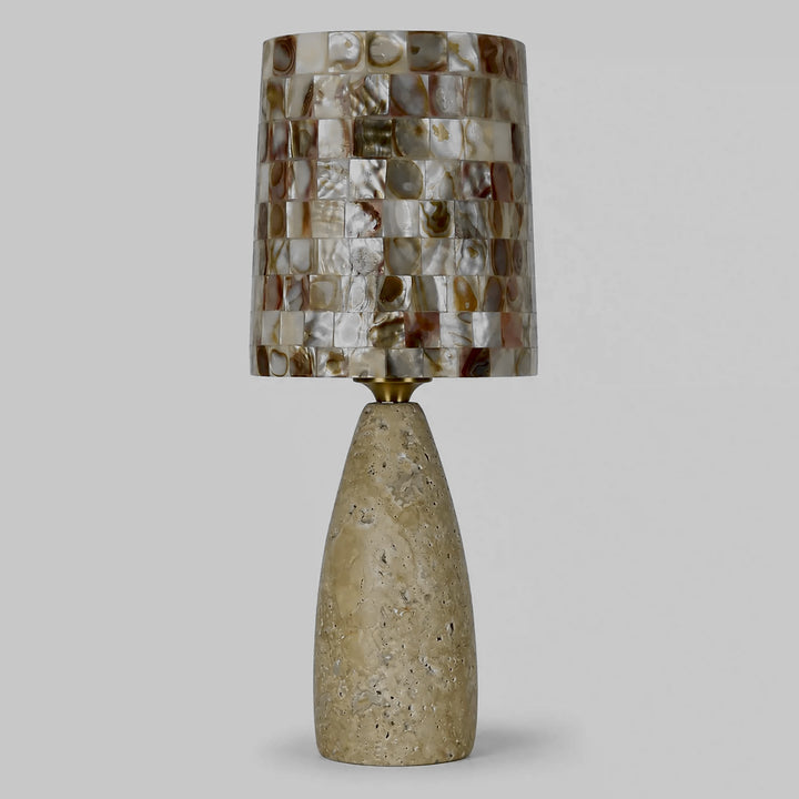 Decorative stone and shell table lamp