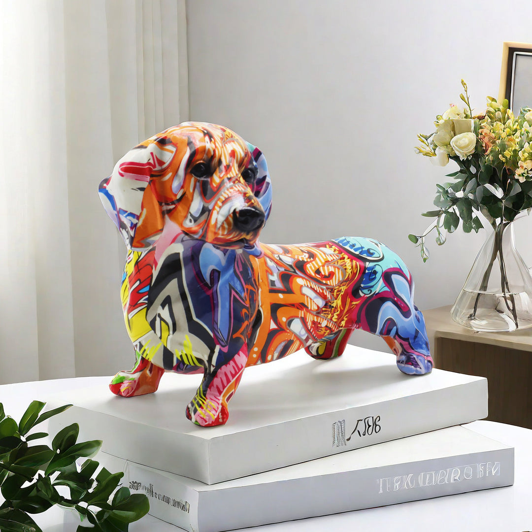 Colorful decorative figure of a dachshund