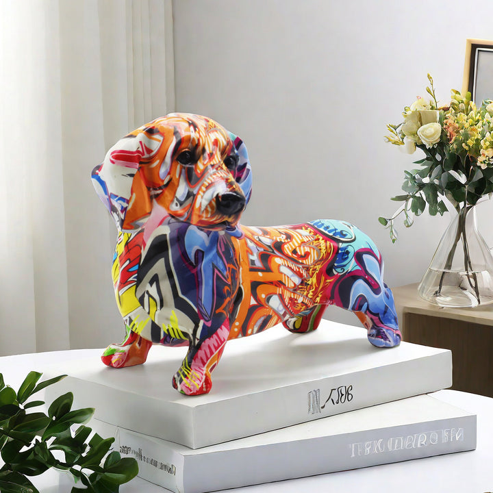 Colorful decorative figure of a dachshund