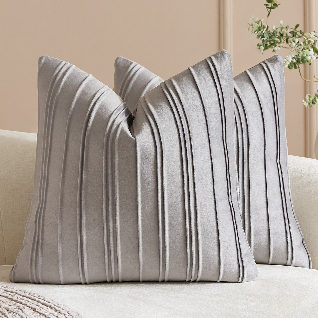 Velvet Pintuck Pleated Square Throw Pillow Cover