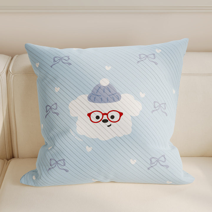 Cute Cartoon Puppy Knitted Throw Pillow Cover with Playful Happy Puppy Motif