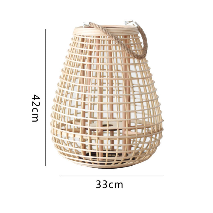 Decorative Rattan Lantern with Carry Handle