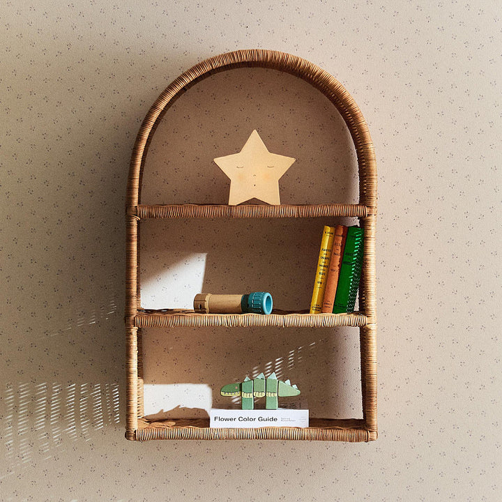Handmade shelf made of woven rattan
