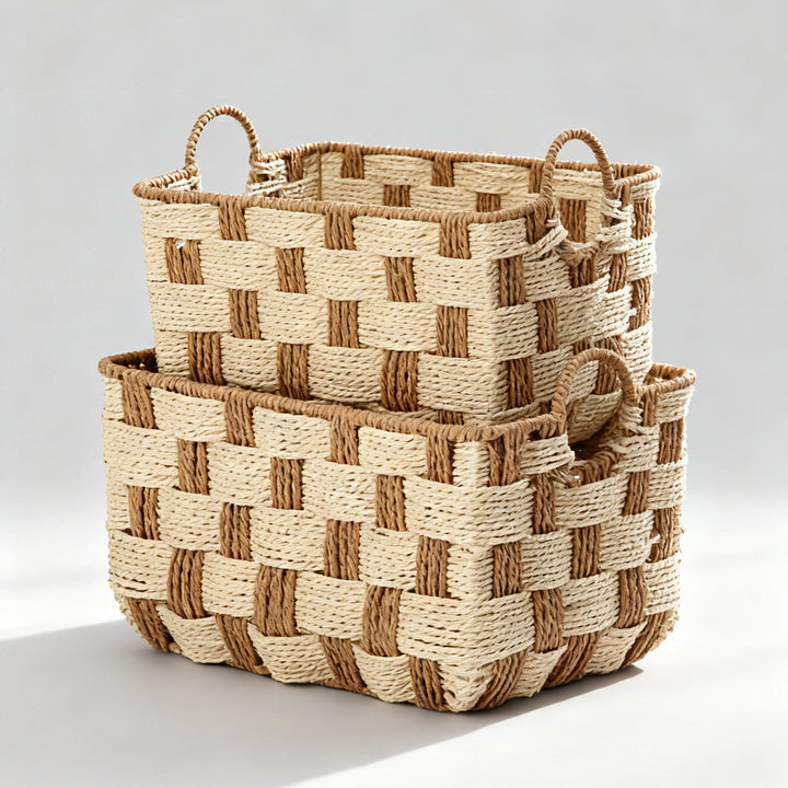Basket with decorative honeycomb design