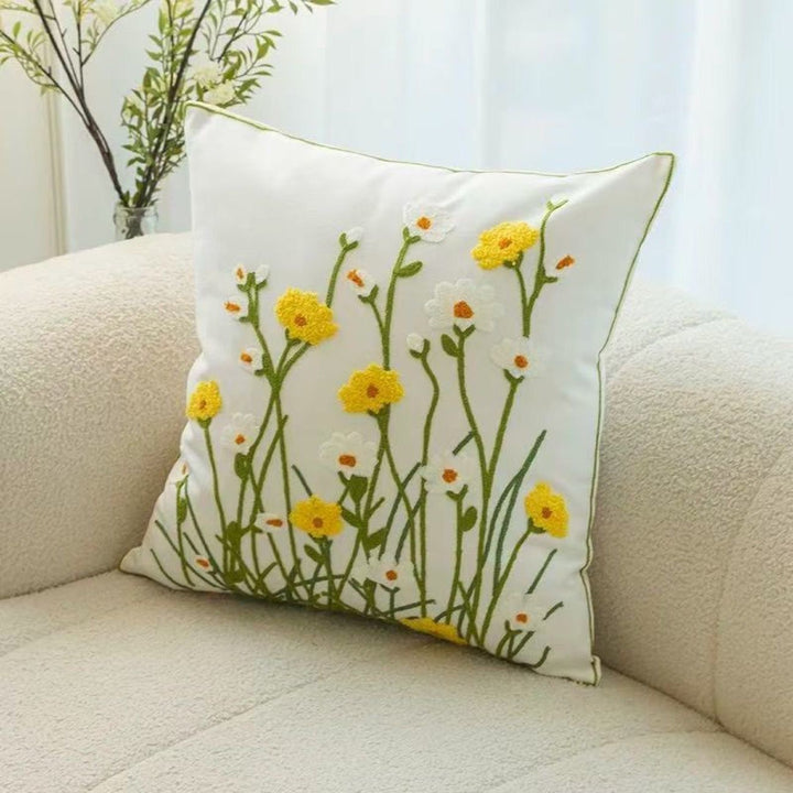 Embroidered Floral Throw Pillow