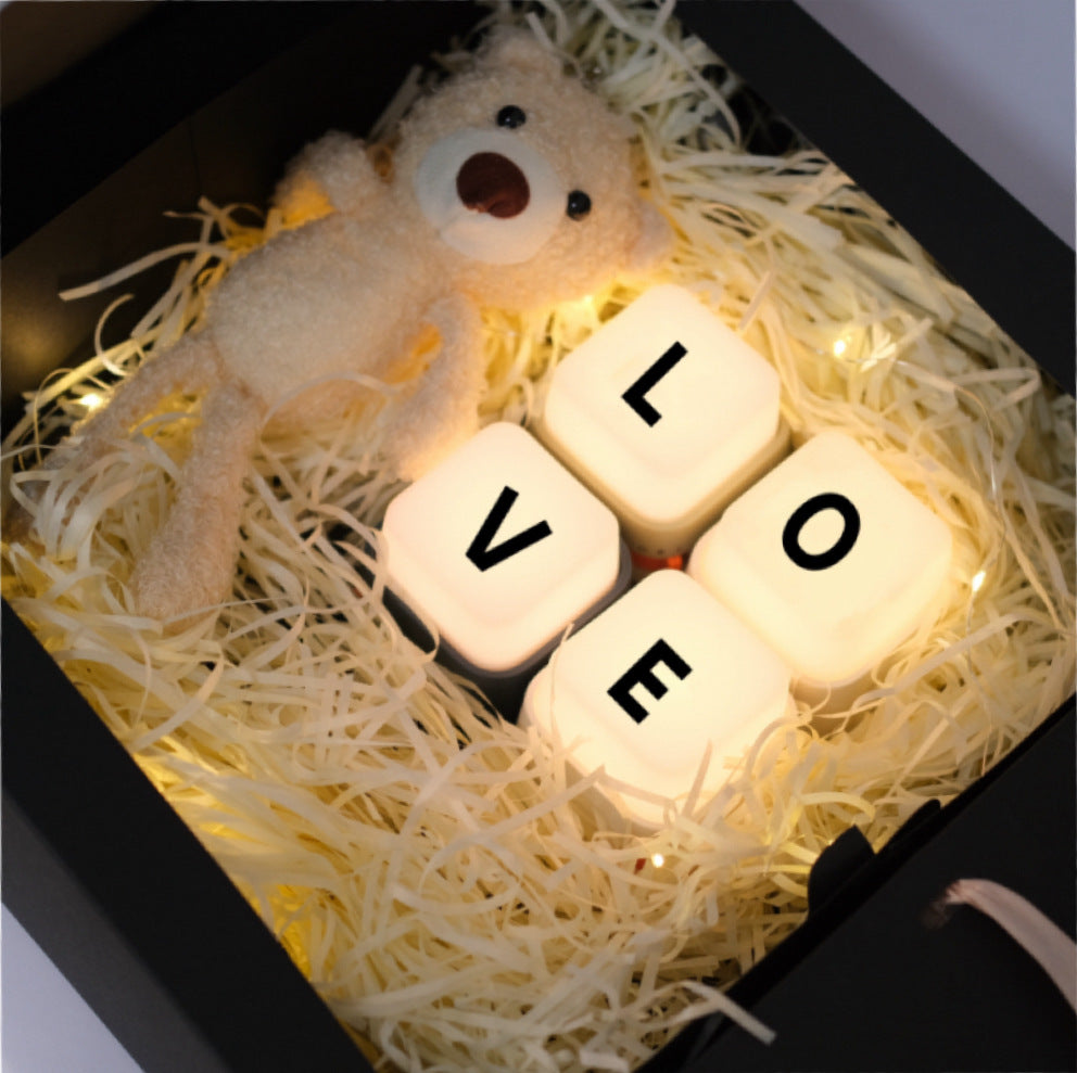 Portable rechargeable cube LED night light with adjustable brightness