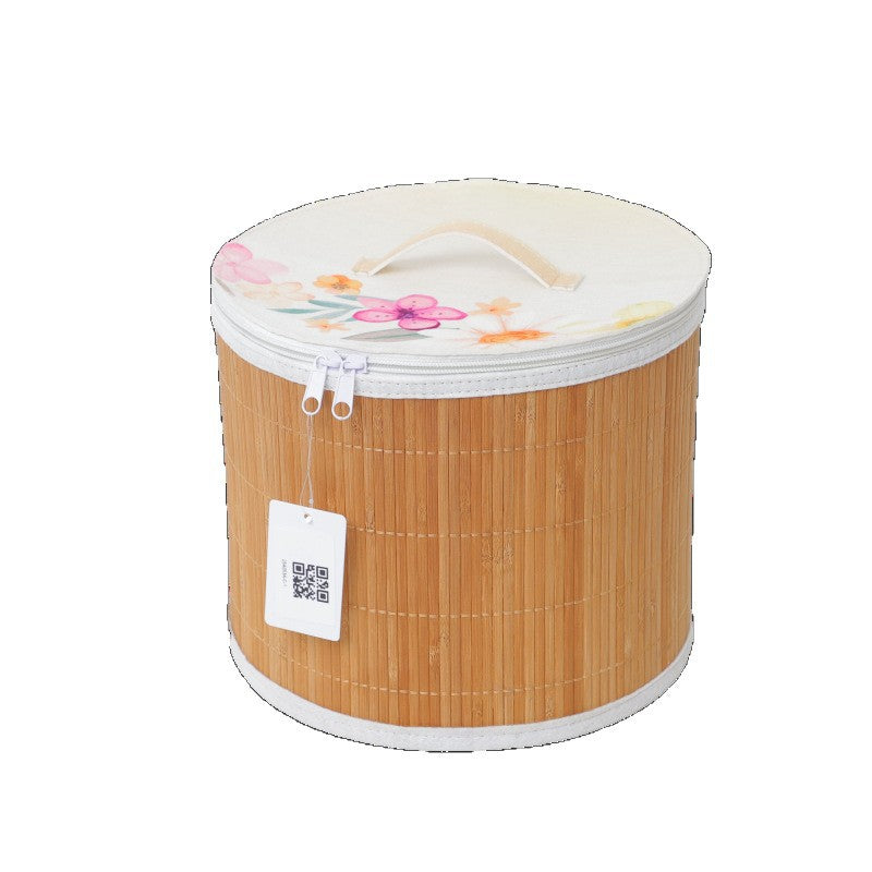 Storage basket with zipper and floral design