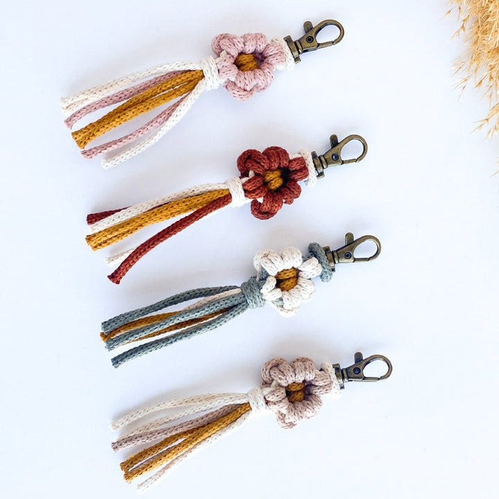 Handcrafted Macrame Flower Keychain