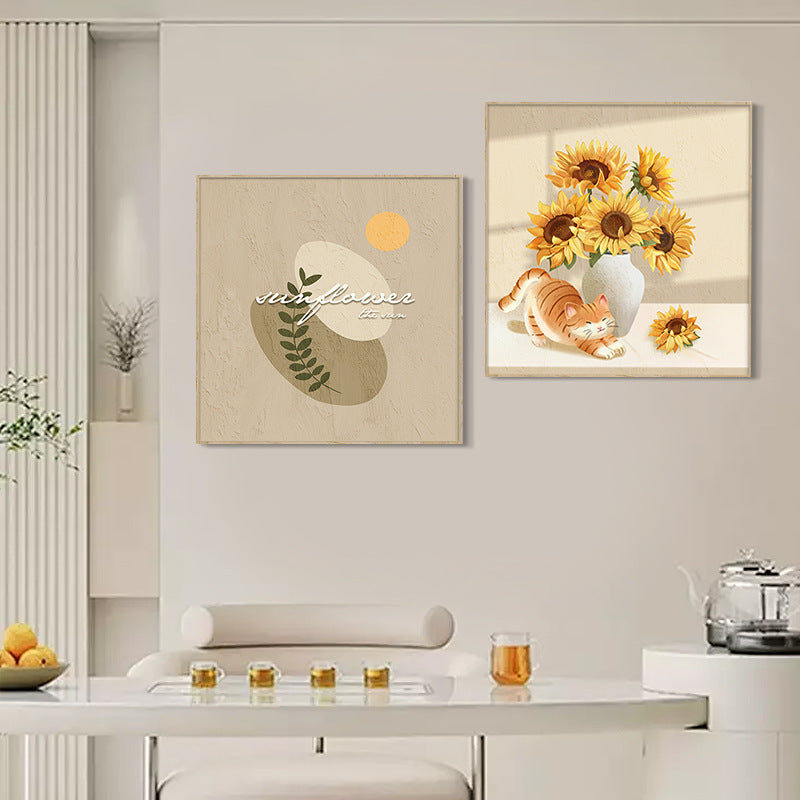 Cat and Sunflower Framed Wall Art