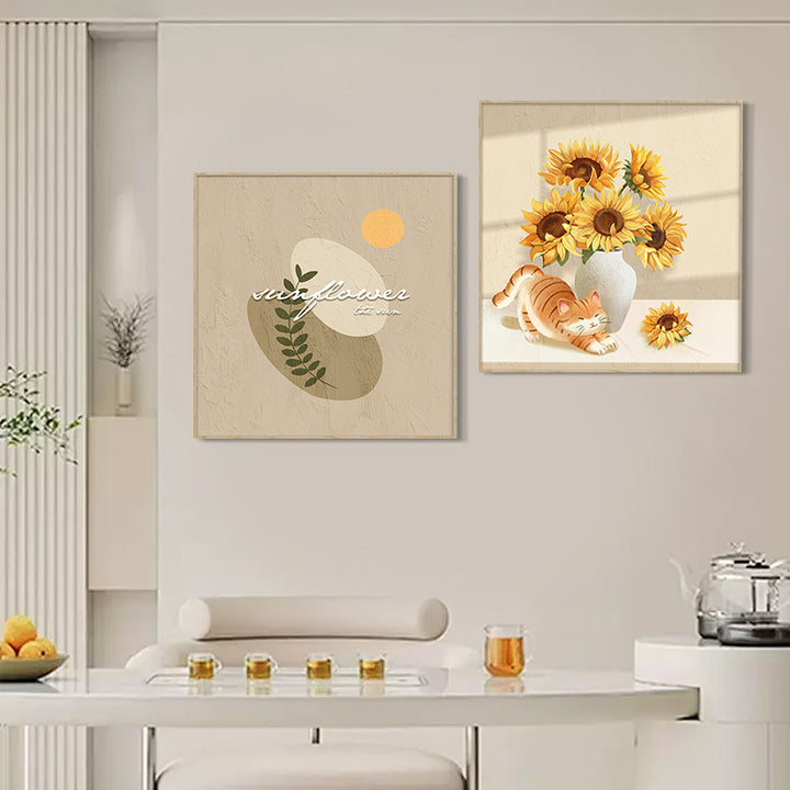 Cat and Sunflower Framed Wall Art