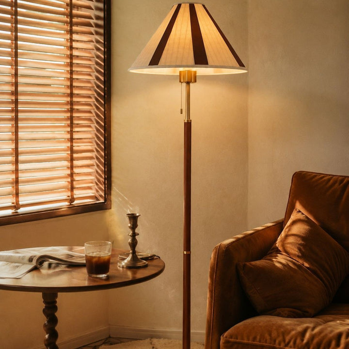 Retro-inspired wooden floor lamp