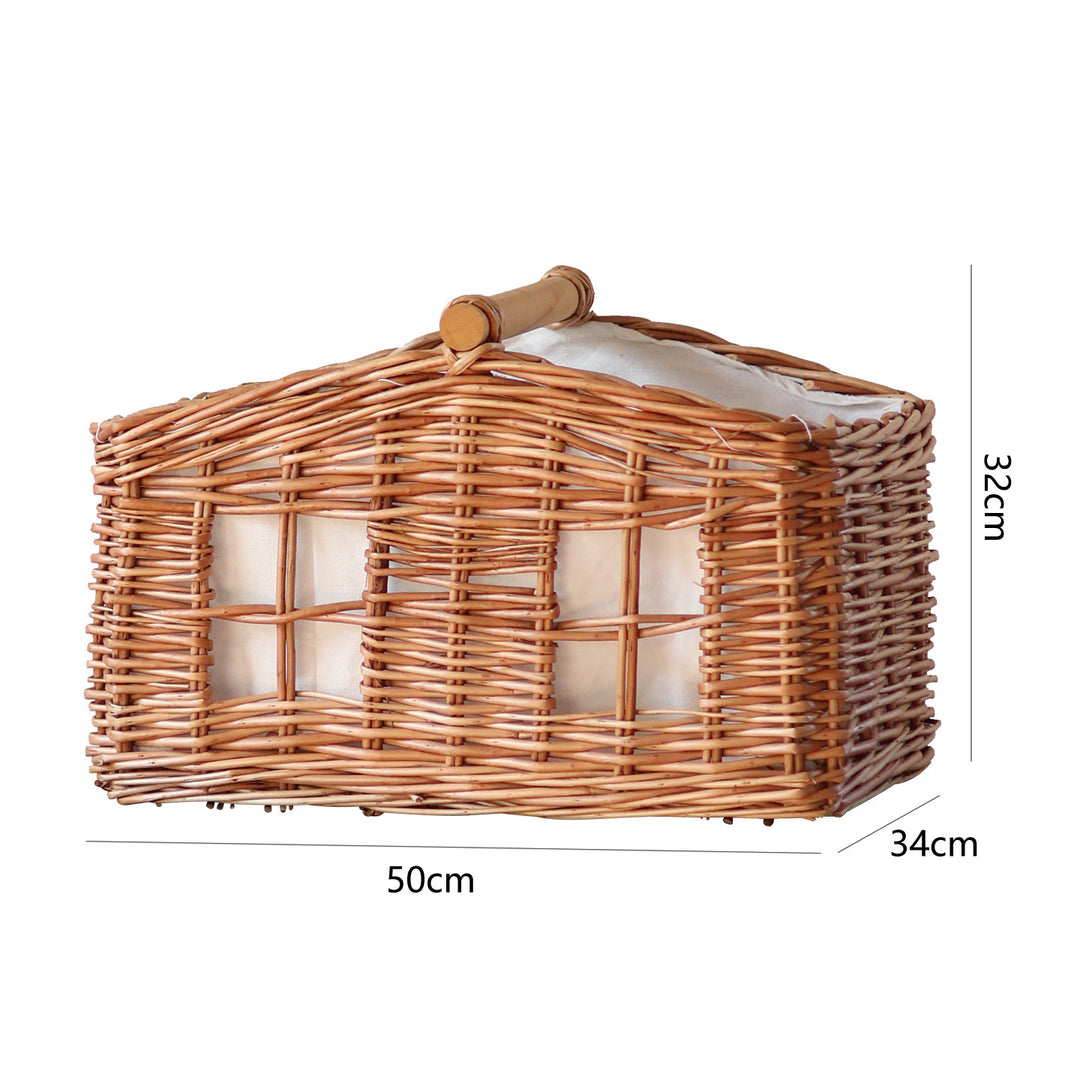 Rustic storage basket with linen lining