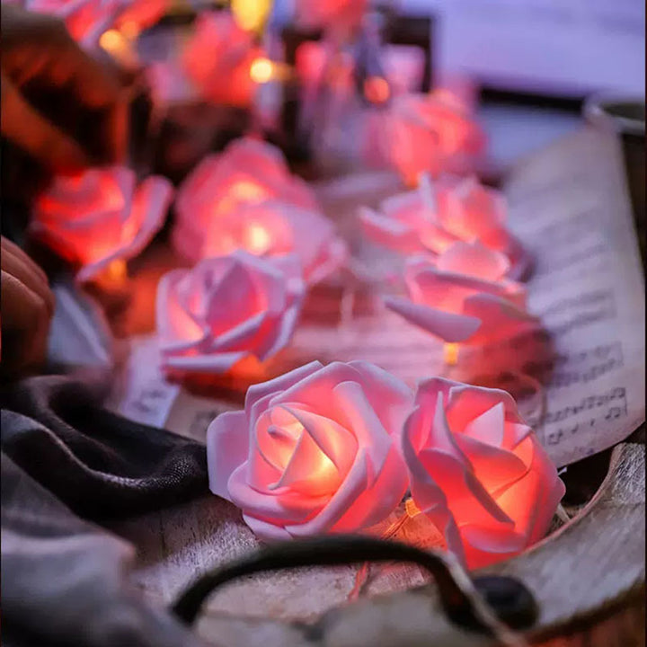 Rose-shaped LED string lights Romantic flower garland