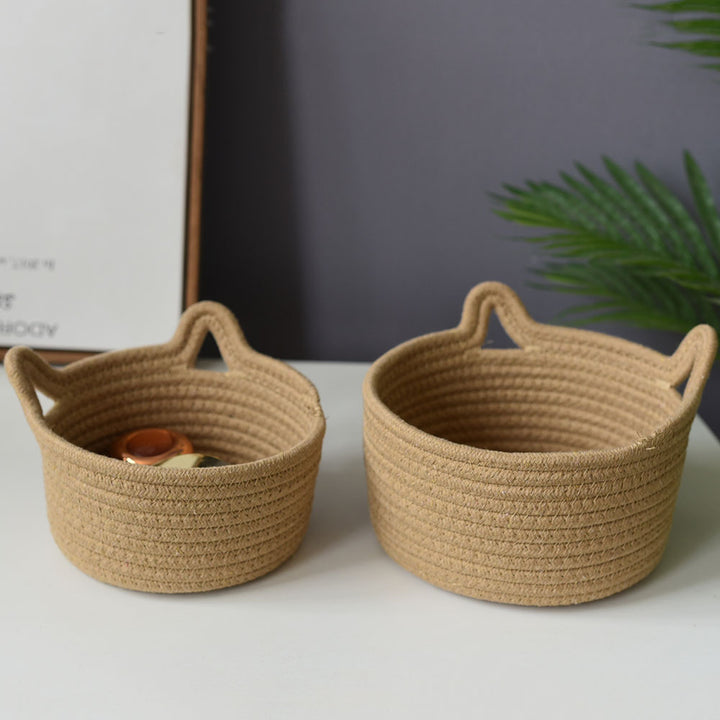 Cat-Eared Woven Storage Basket