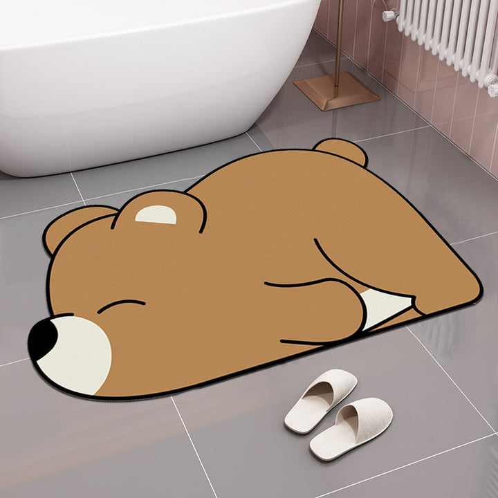 Cute Cartoon Cat-Themed Bath Rug