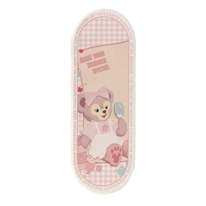 Plush Oval Runner Rug with Cute Cartoon Bear & Friends Print