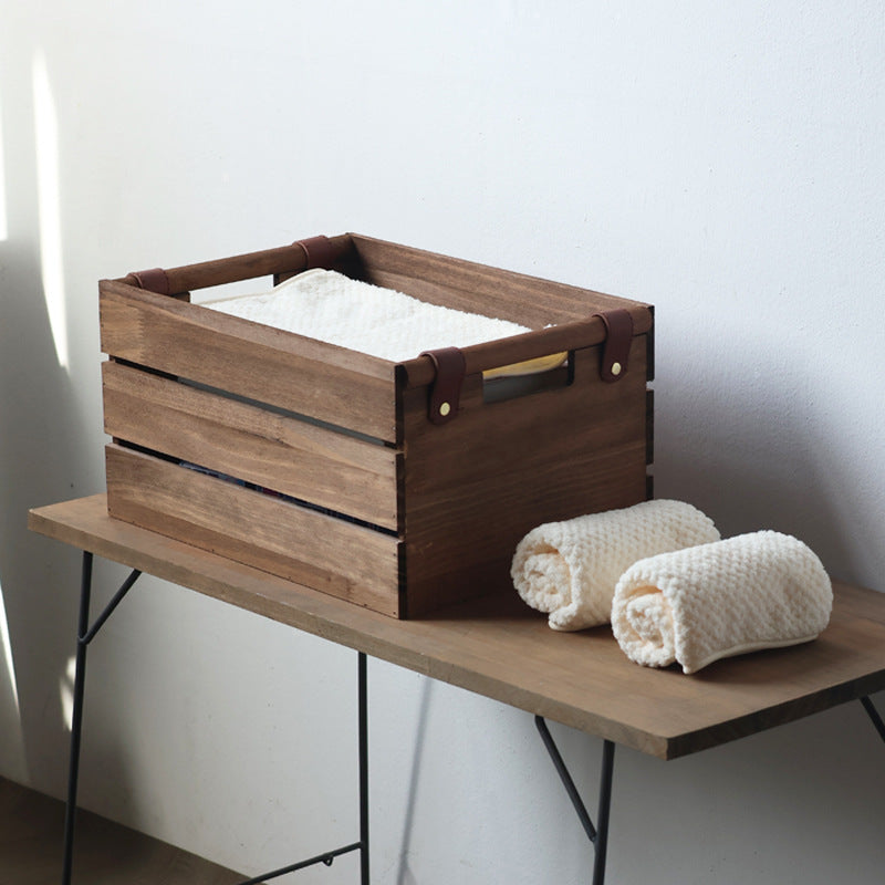 Elegant storage basket made of solid wood
