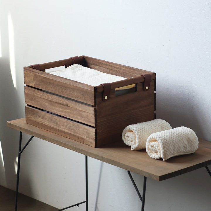 Elegant storage basket made of solid wood
