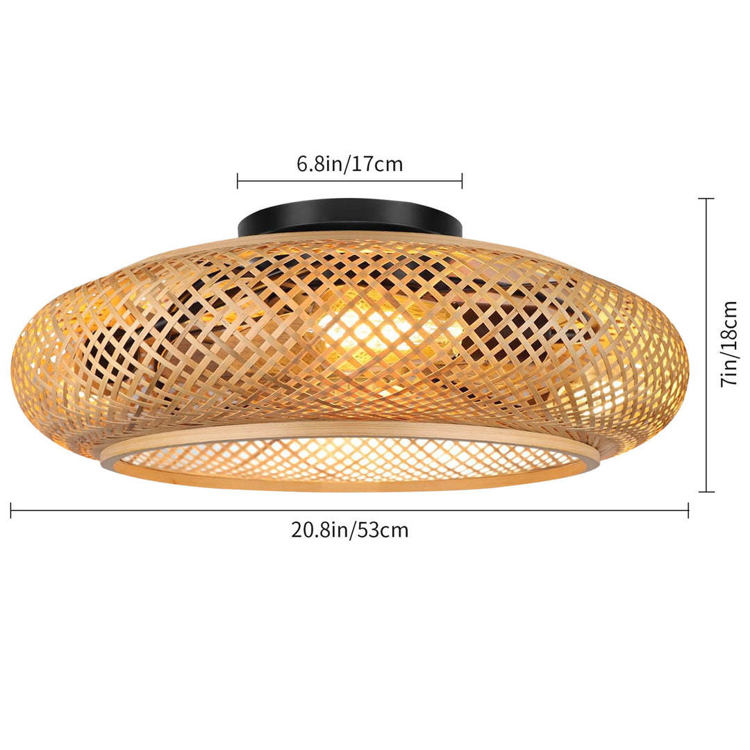 Bamboo fabric ceiling light