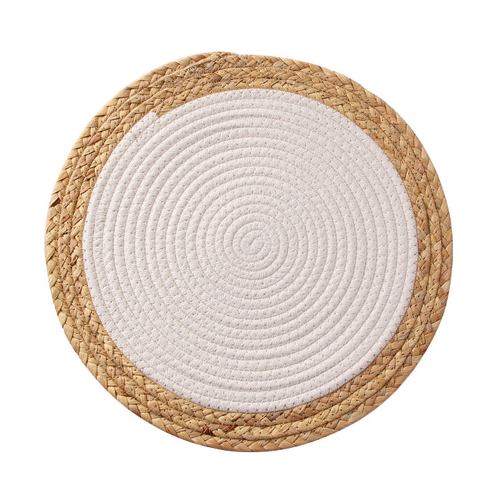 Round woven cotton braided rug for living and entrance area