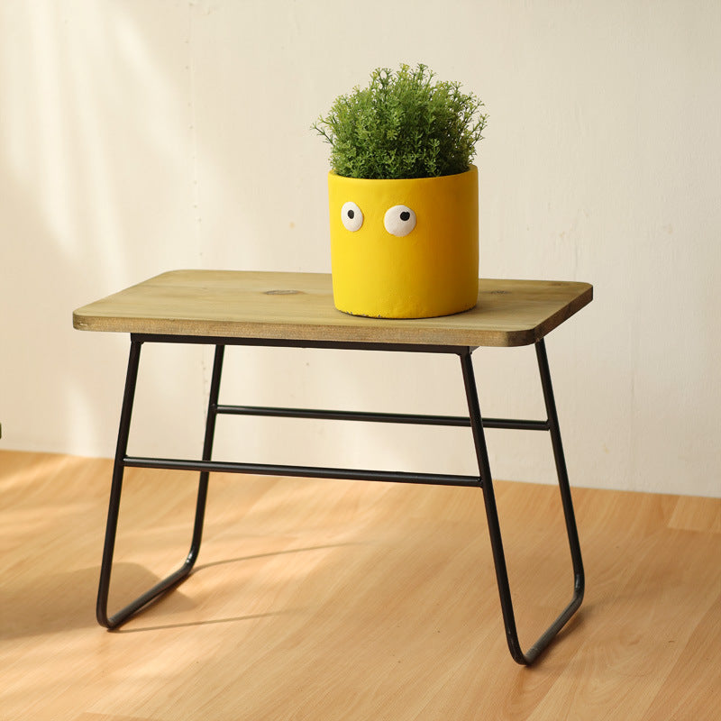 Modern wooden stool with metal frame