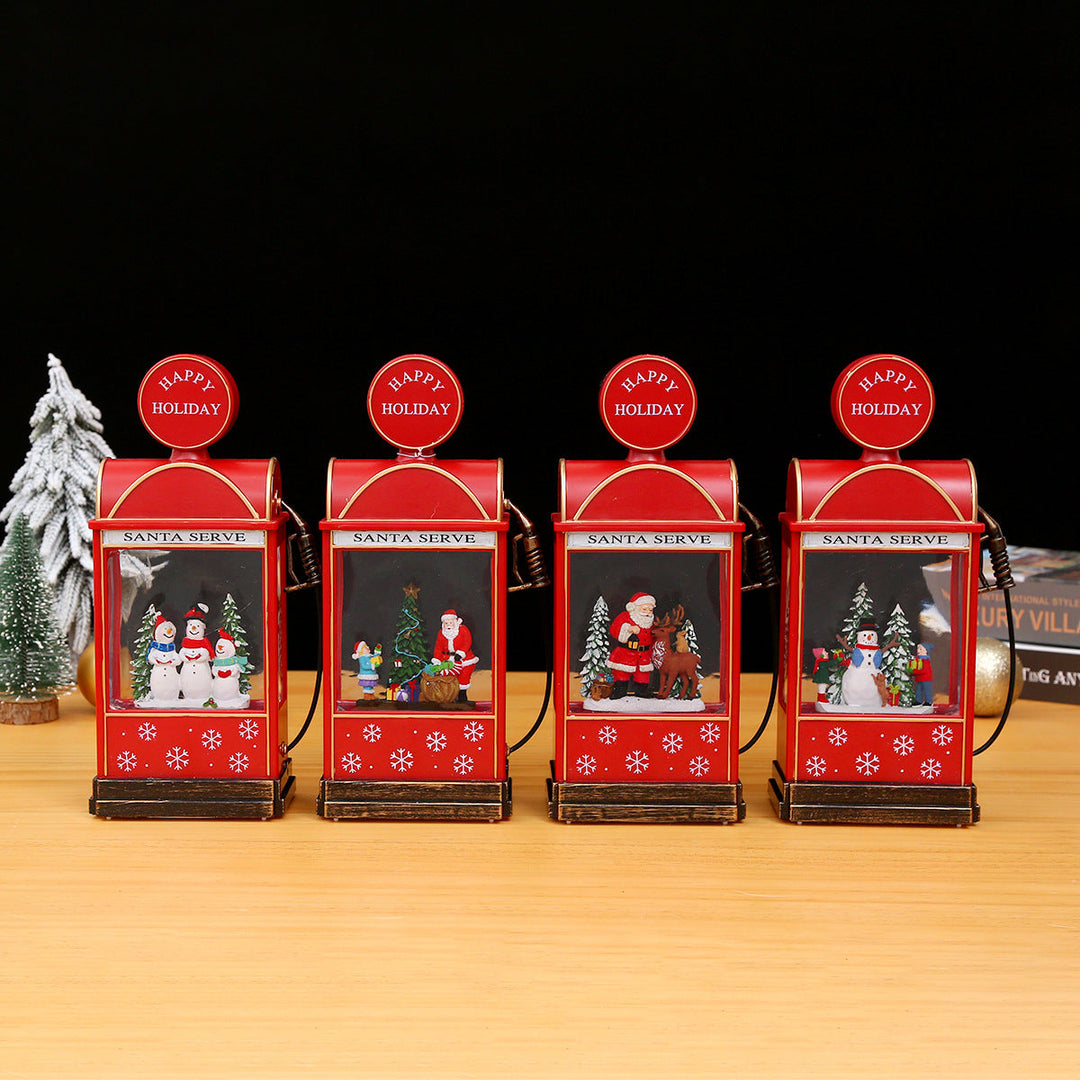 Nostalgic Christmas lantern with moving snowman scene