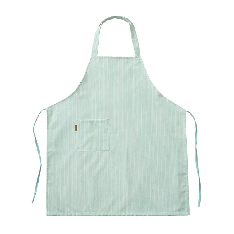 Cotton-linen cooking apron with pocket and adjustable neck strap