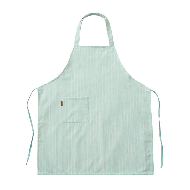 Cotton-linen cooking apron with pocket and adjustable neck strap