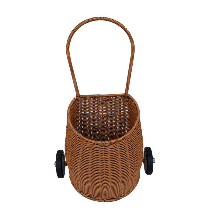 Decorative Woven Rolling Storage Basket