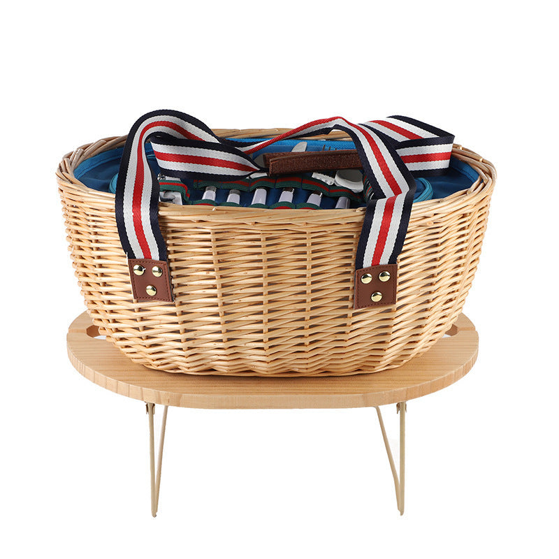 Exclusive basket with handles made of woven rattan