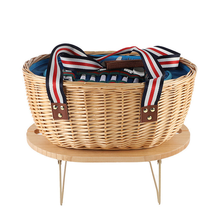 Exclusive basket with handles made of woven rattan