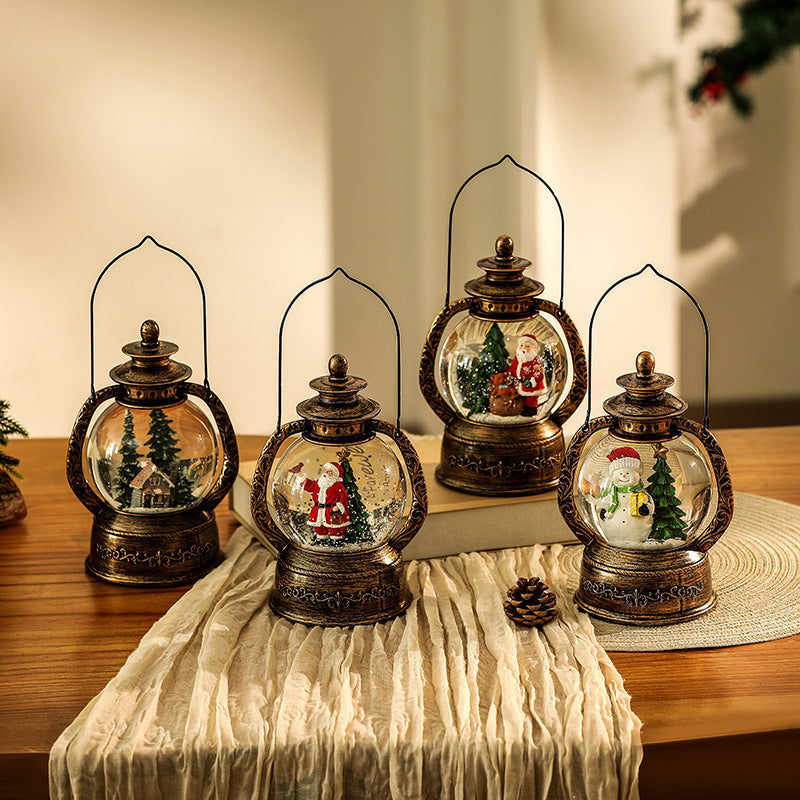Nostalgic Christmas lantern with snow globe