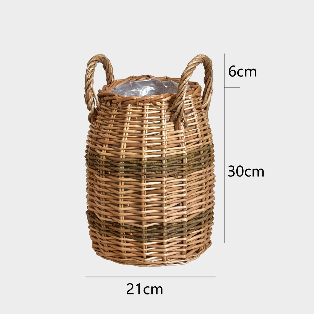 Handcrafted storage basket with natural fiber