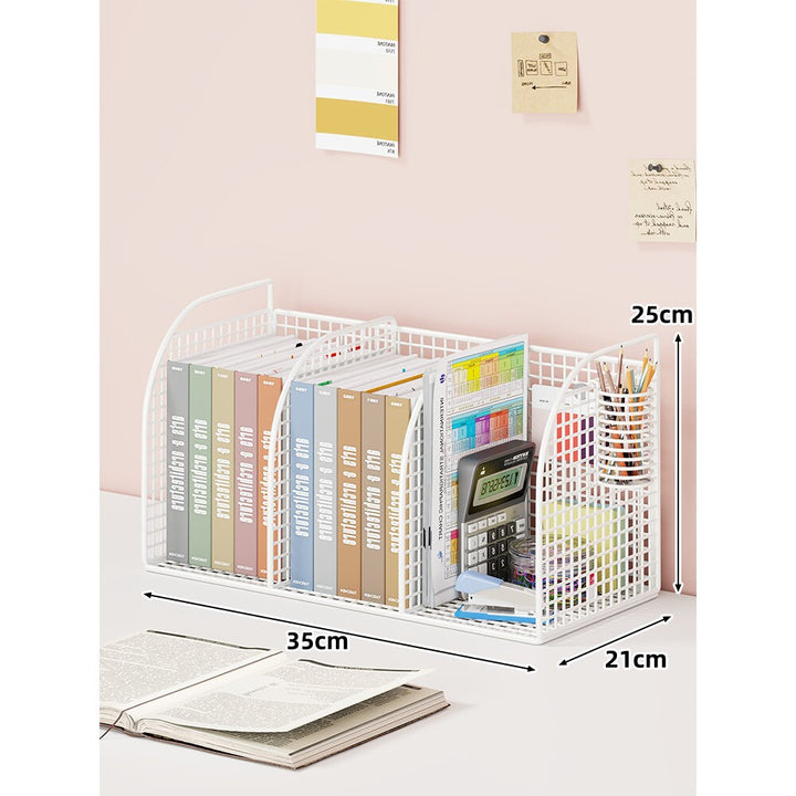 Mesh Desk Tidy with Triple Vertical Compartments for Files & Office Supplies