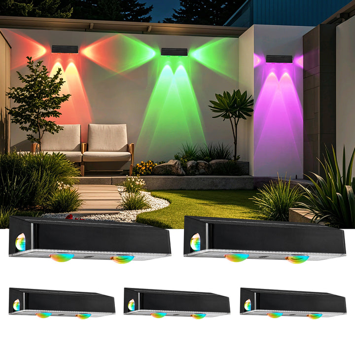 Decorative RGB Solar-Powered Double Beam Wall Lamp