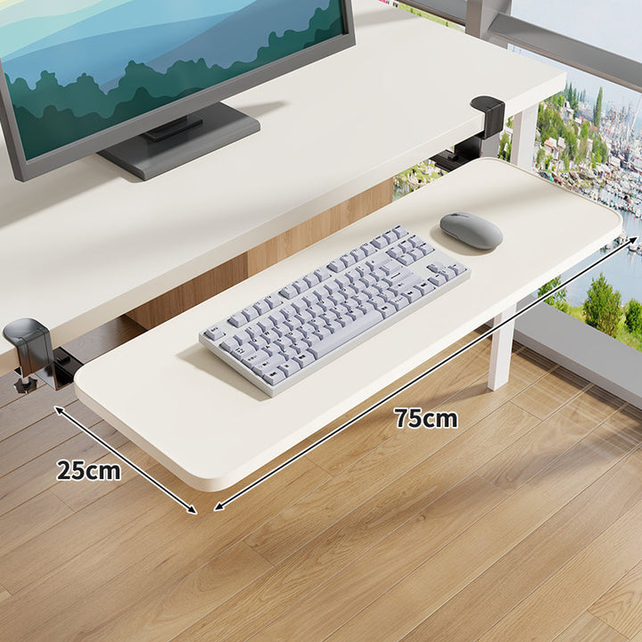 Clamp-Mounted Under-Desk Adjustable Bamboo Keyboard Tray