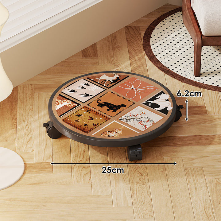 Round Decorative Rolling Plant Dolly with Locking Swivel Casters
