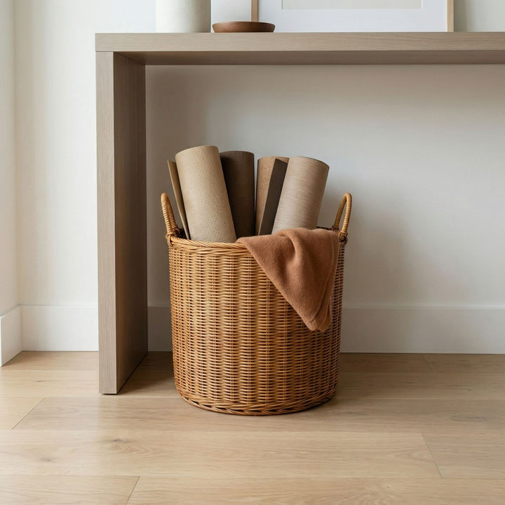 Handmade storage basket made of natural wicker