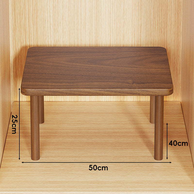 Height-Adjustable Rectangular Wooden Riser Table with Detachable Round Legs