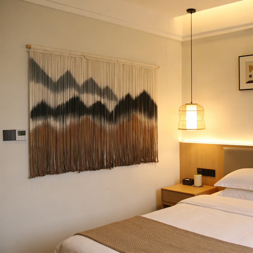 Elegant macrame wall hanging with artistic wave pattern