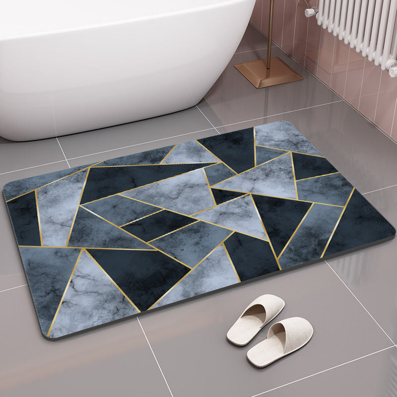 Geometric Patterned Memory Foam Bath Mat for Bathroom