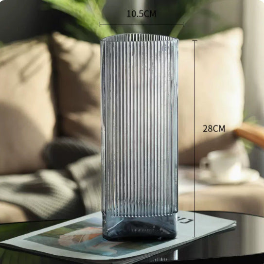 Stylish Vertical Striped Glass Vase