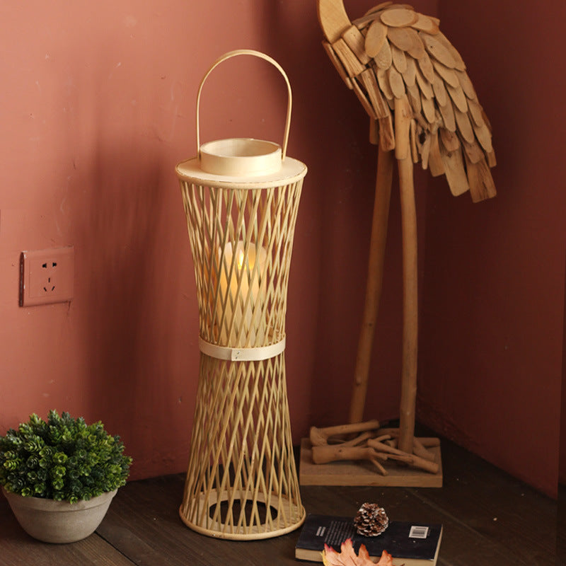 Elegant lamp stand made of woven material