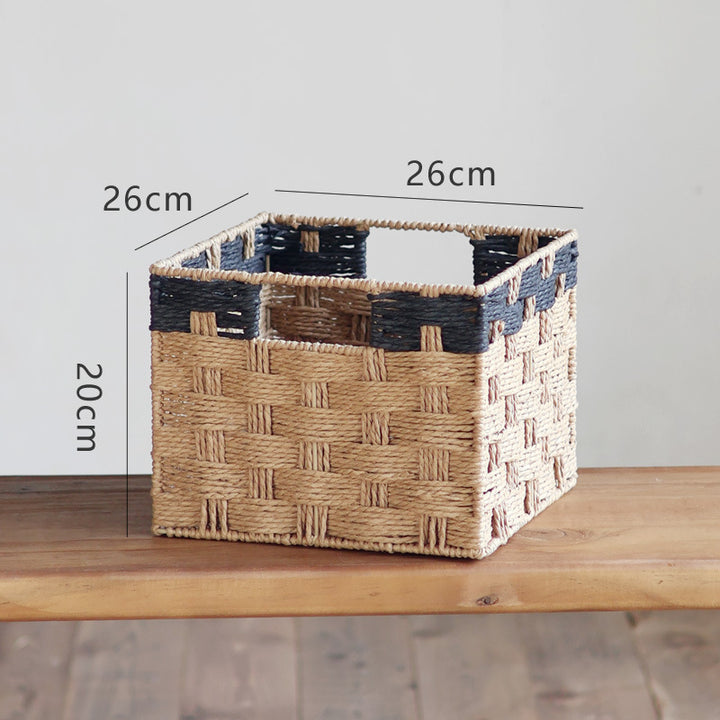 Square storage basket made of natural material