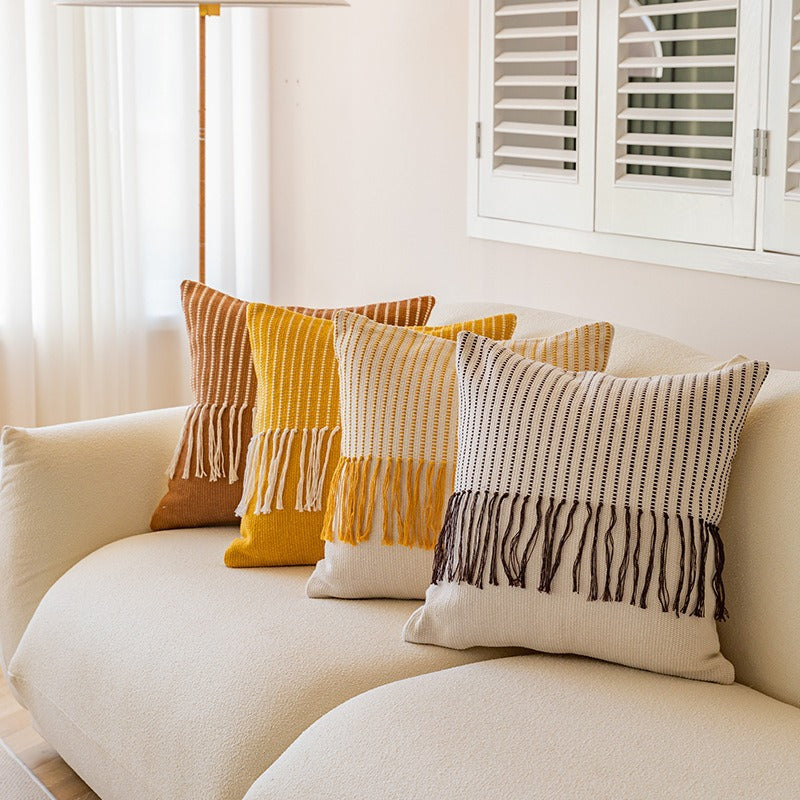 Textured Fringe Throw Pillow